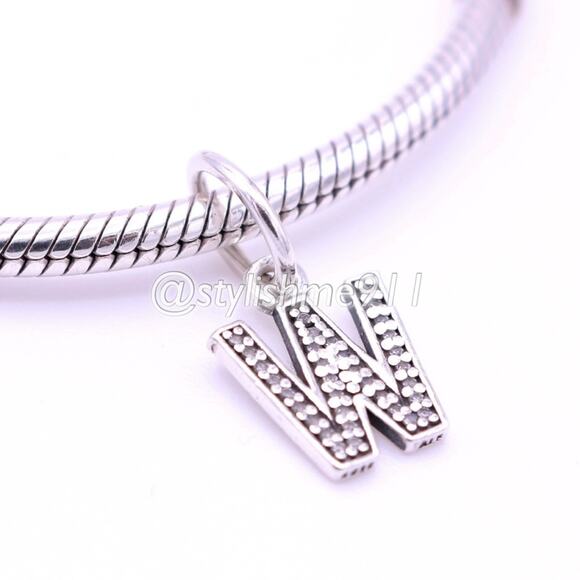 Authentic PANDORA Letter W Dangle with Zirconia - Picture 2 of 9